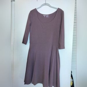 Pact A-line Dress Pockets. Scoop Neck. Fit and Flare 3/4 Sleeve. Purple